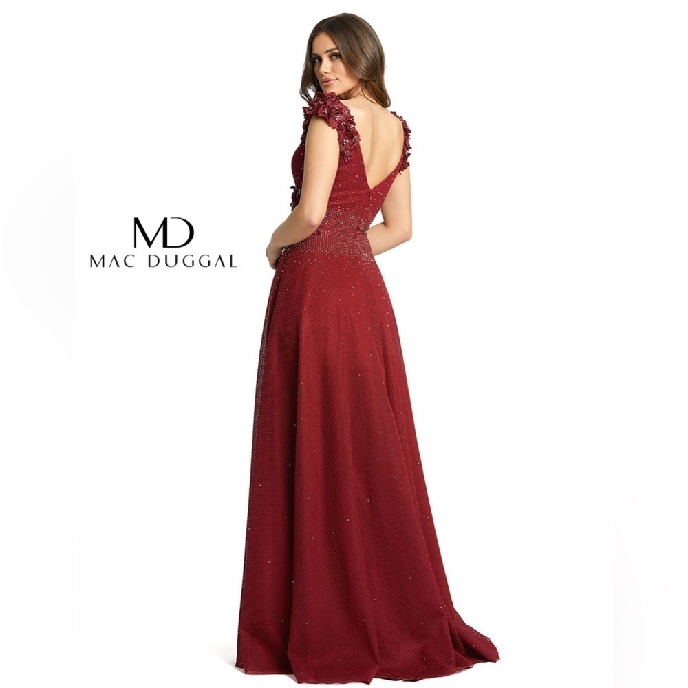 MAC DUGGAL 11152 NWT Floral Applique A-Line Evening Gown - Picture 2 of 7